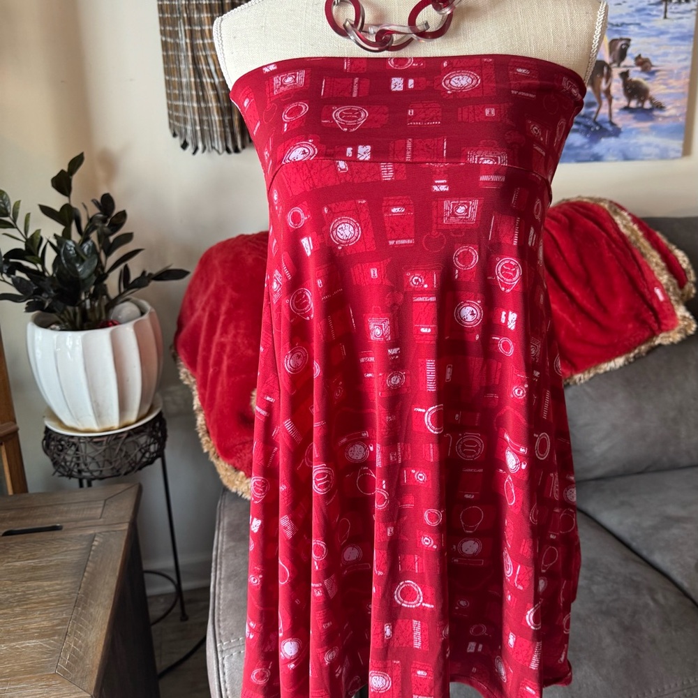 LuLaRoe Red and White Camera Design Tube top or Sweet Skirt ❤️🤍📷 Medium